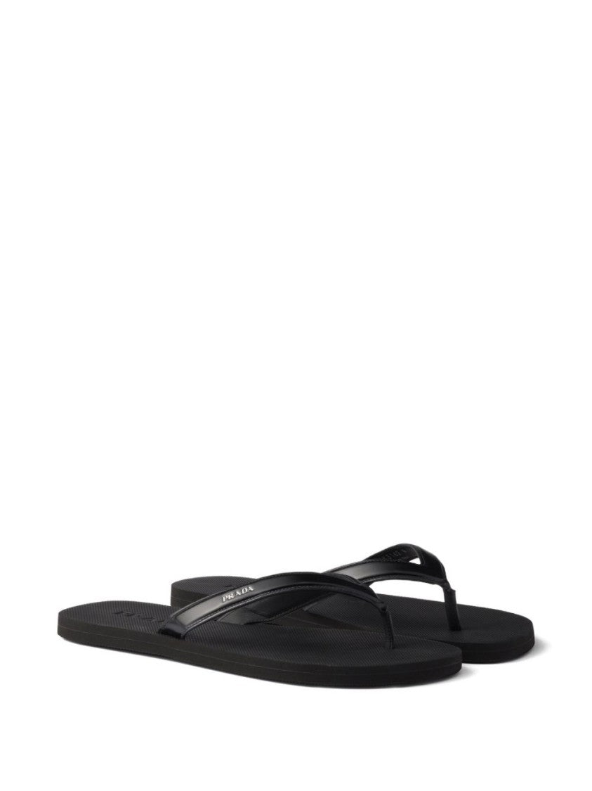 Prada Flip-Flop Sandals With Textured Footbed