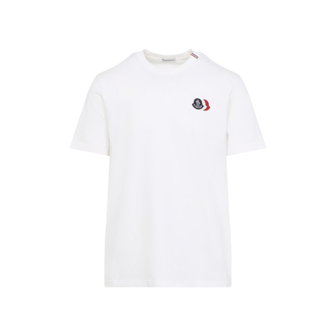 Moncler Minimalist White Cotton T-Shirt With Embroidered Logo