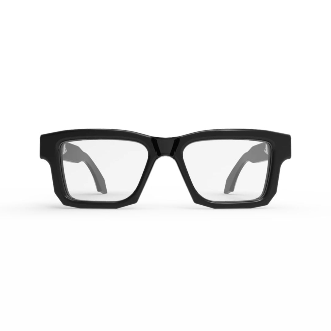 Pugnale L483 V Chill Oversized Rectangular Black Acetate Sunglasses With Metallic Detail