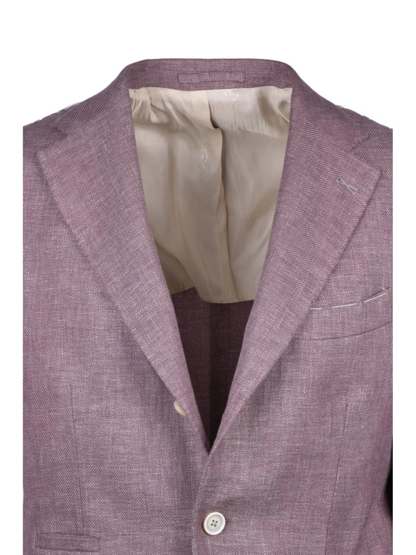 Eleventy Red Linen-Blend Unlined Blazer