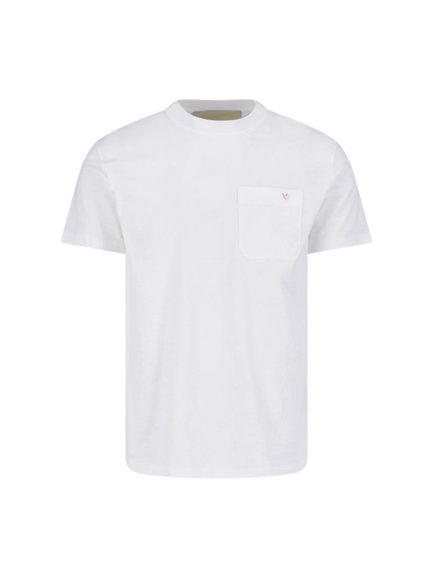 Valentino White Gold-Tone Logo Cotton T-Shirt