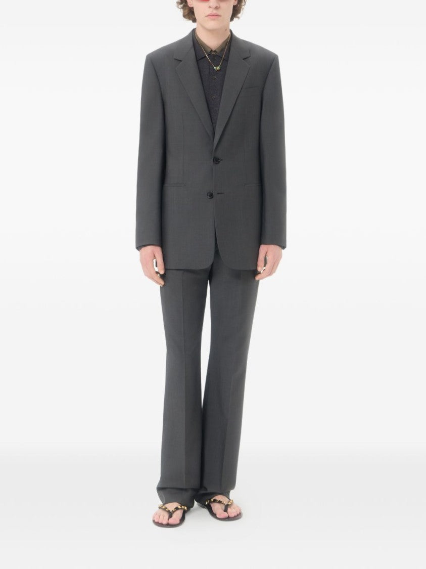 Valentino Garavani Charcoal Wool Ribbed Vlogo Polo Shirt