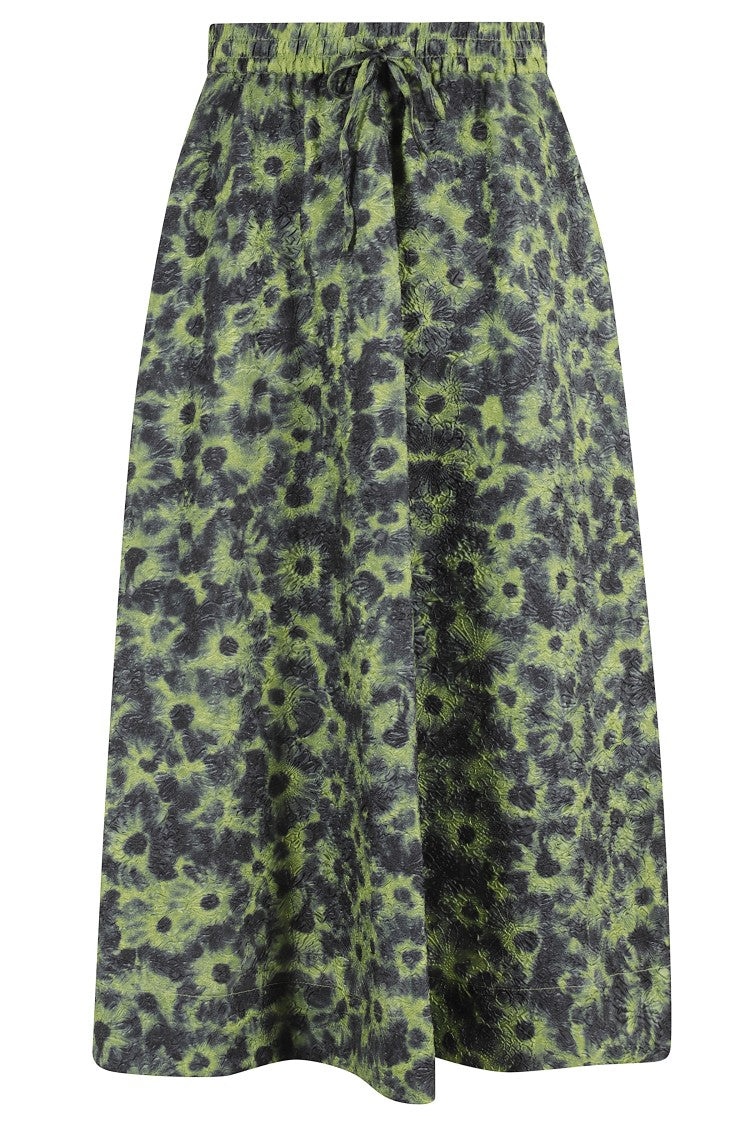Essentiel Antwerp Trapeze Midi Skirt In Floral Jacquard Fabric
