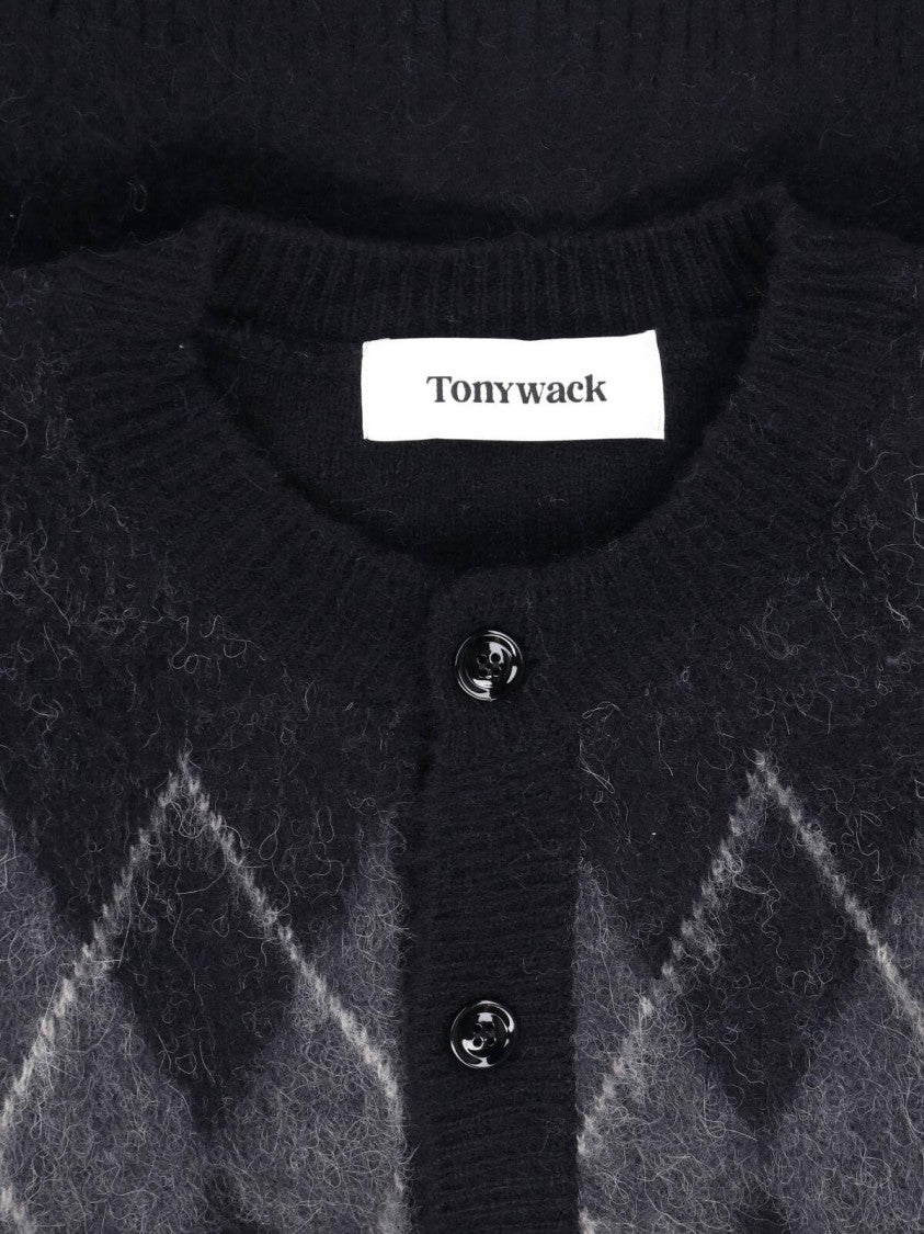 Tonywack Black Ribbed Diamond Alpaca-Blend Cardigan