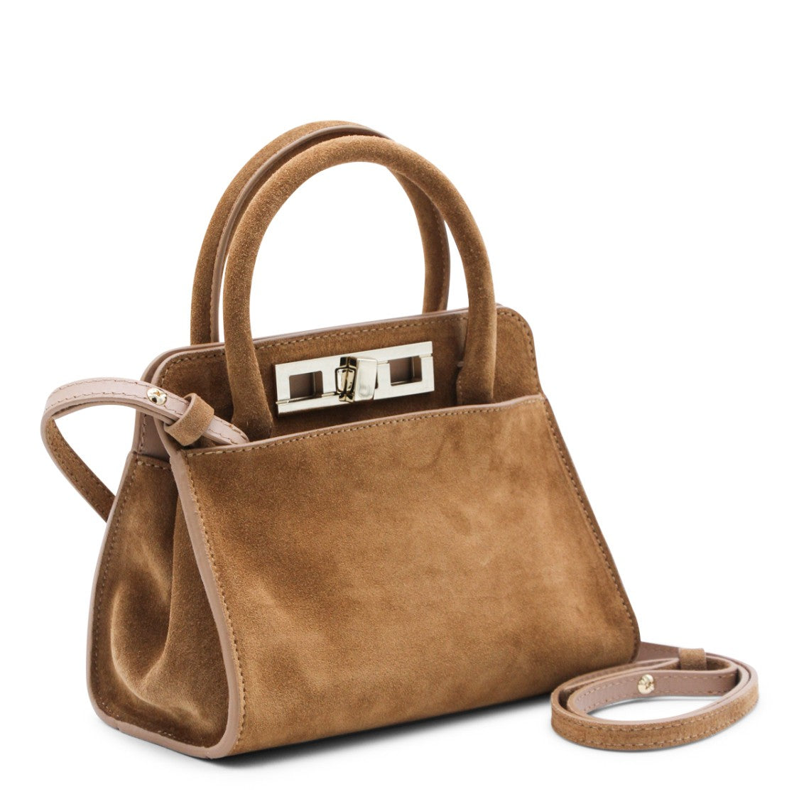 Fabiana Filippi Structured Suede Top Handle Bag With Silver-Tone Hardware