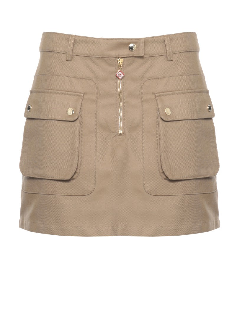 Casablanca Beige Cotton Mini Skirt With Utilitarian Design Elements