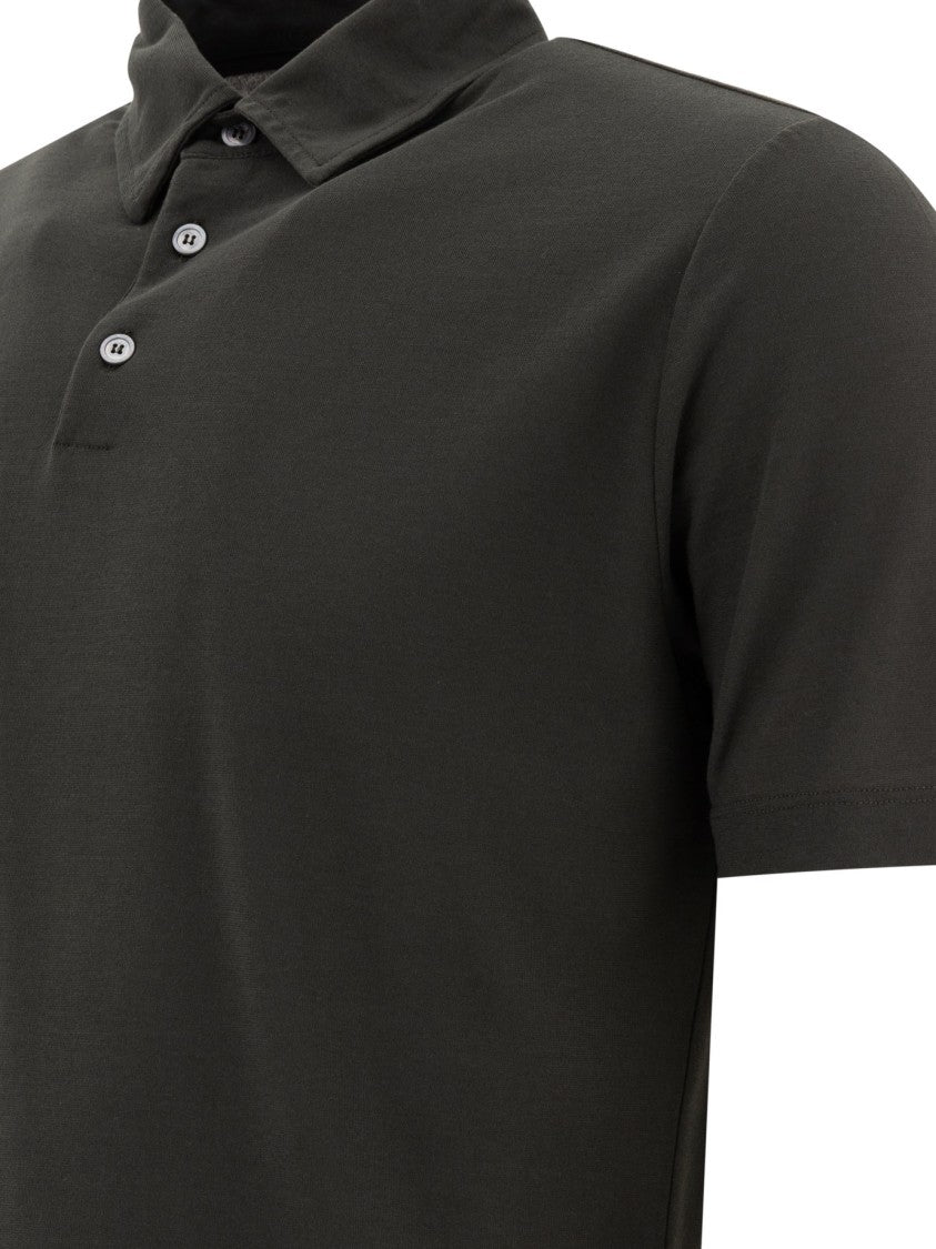 Zanone Refined Black Polo Shirt In Cotton-Blend Fabric