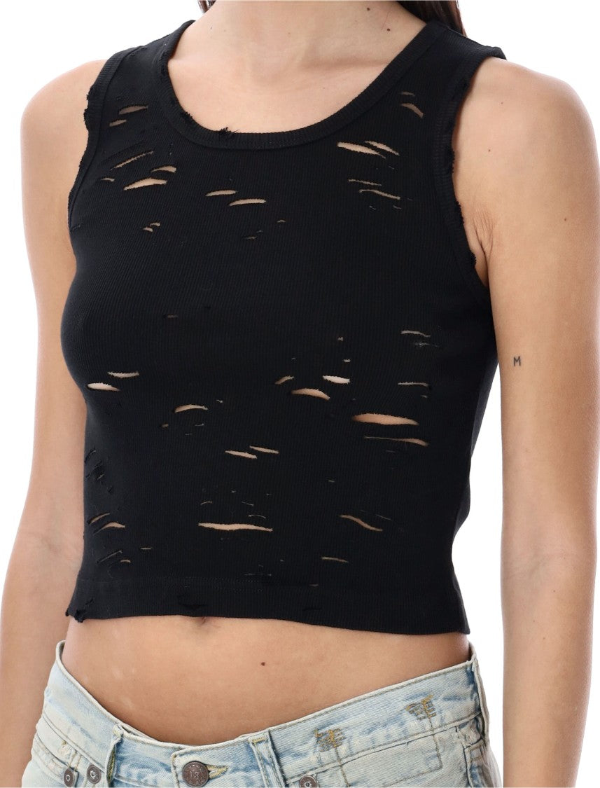 R13 Distressed Ribbed Slim Tank Top