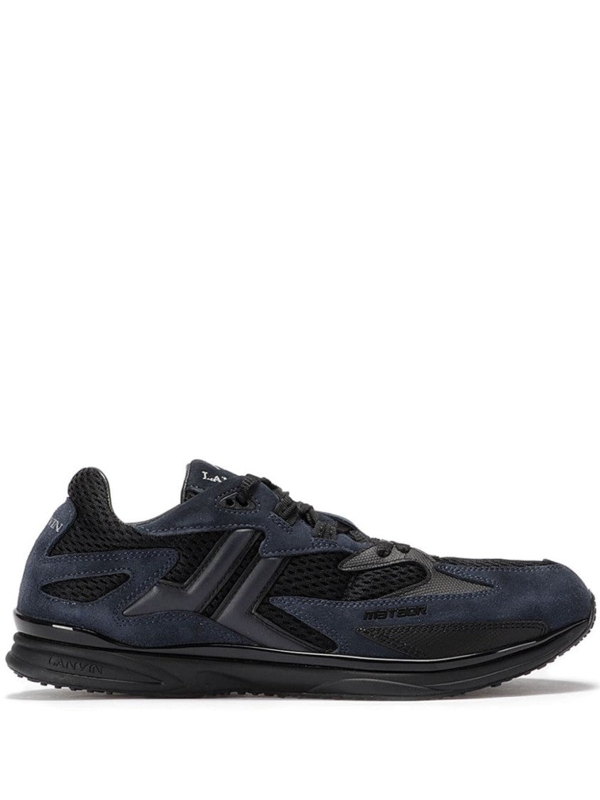 Lanvin Panelled Design Suede And Mesh Sneakers