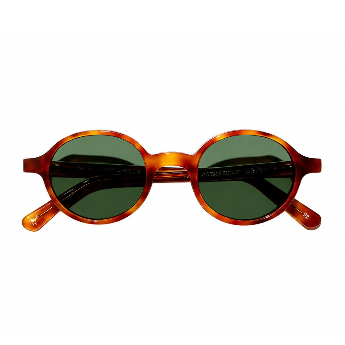 L.G.R. Vintage-Inspired Havana Acetate Sunglasses With Green Lenses