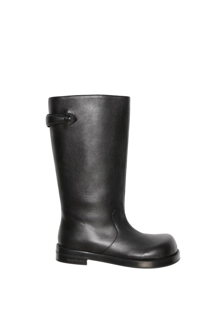 Acne Studios Mid-Calf Black Ankle Boots With Subtle Strap Detail