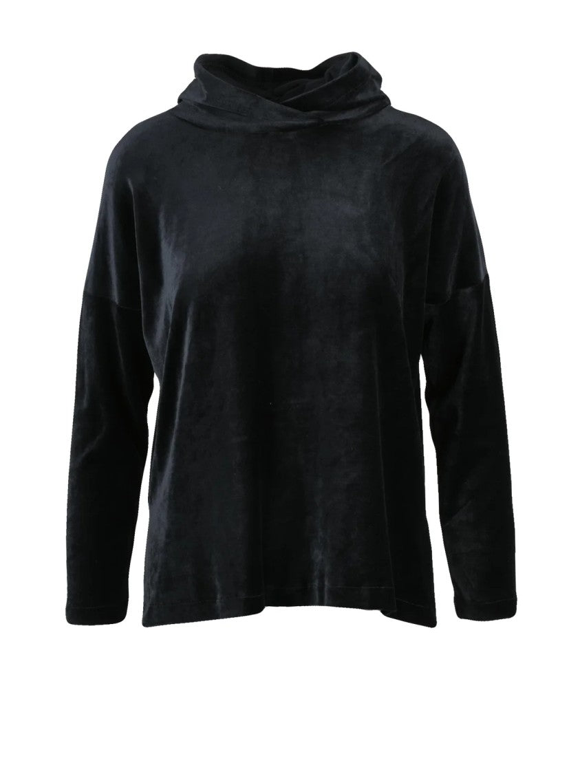 Mama B. Black Cotton-Blend Cowl Neck Sweatshirt