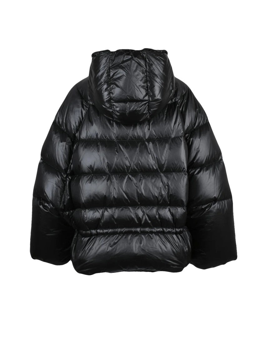 Ermanno Firenze Black Polyamide Hooded Down Jacket