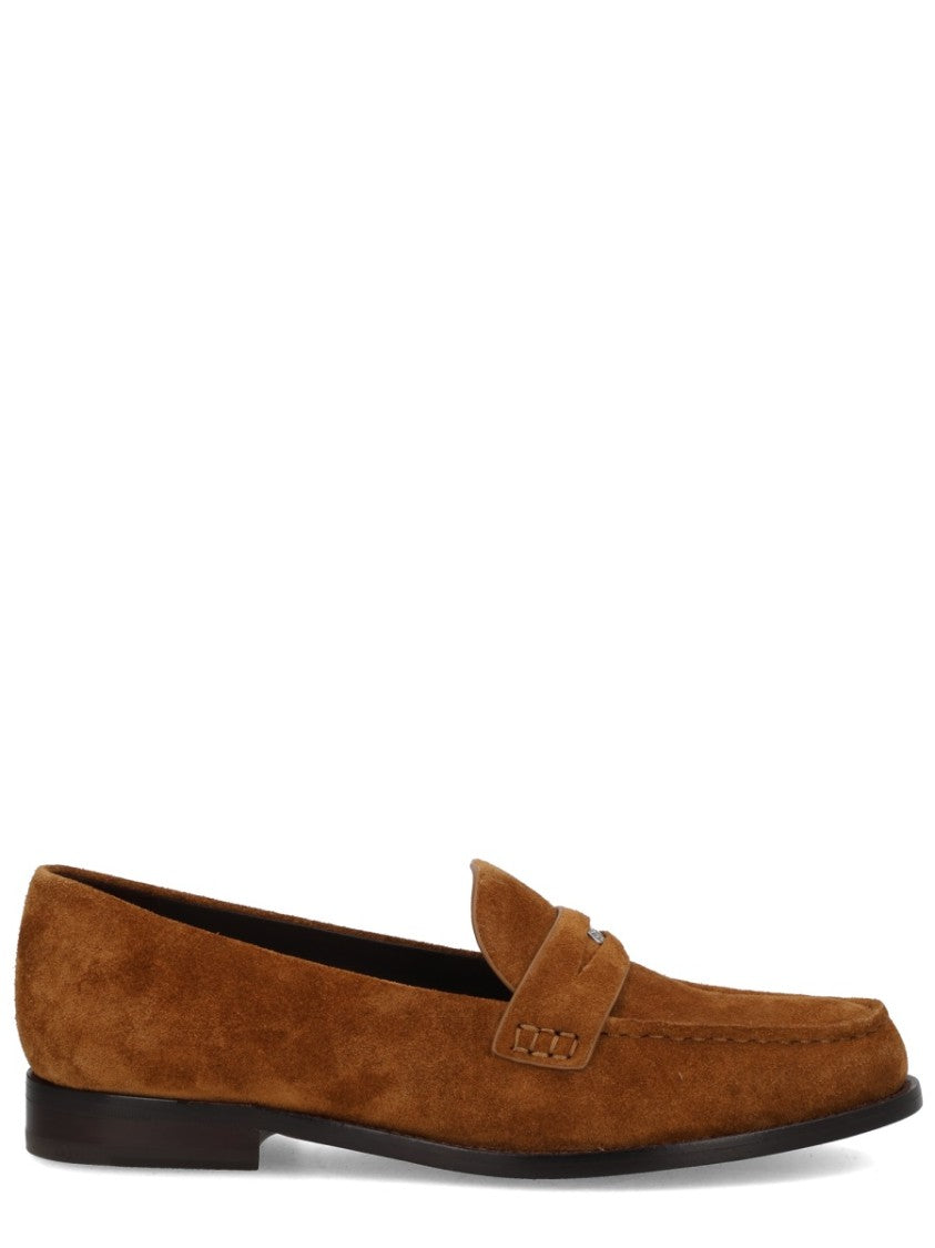Tory Burch Penny Soft Suede Rounded Toe Loafers