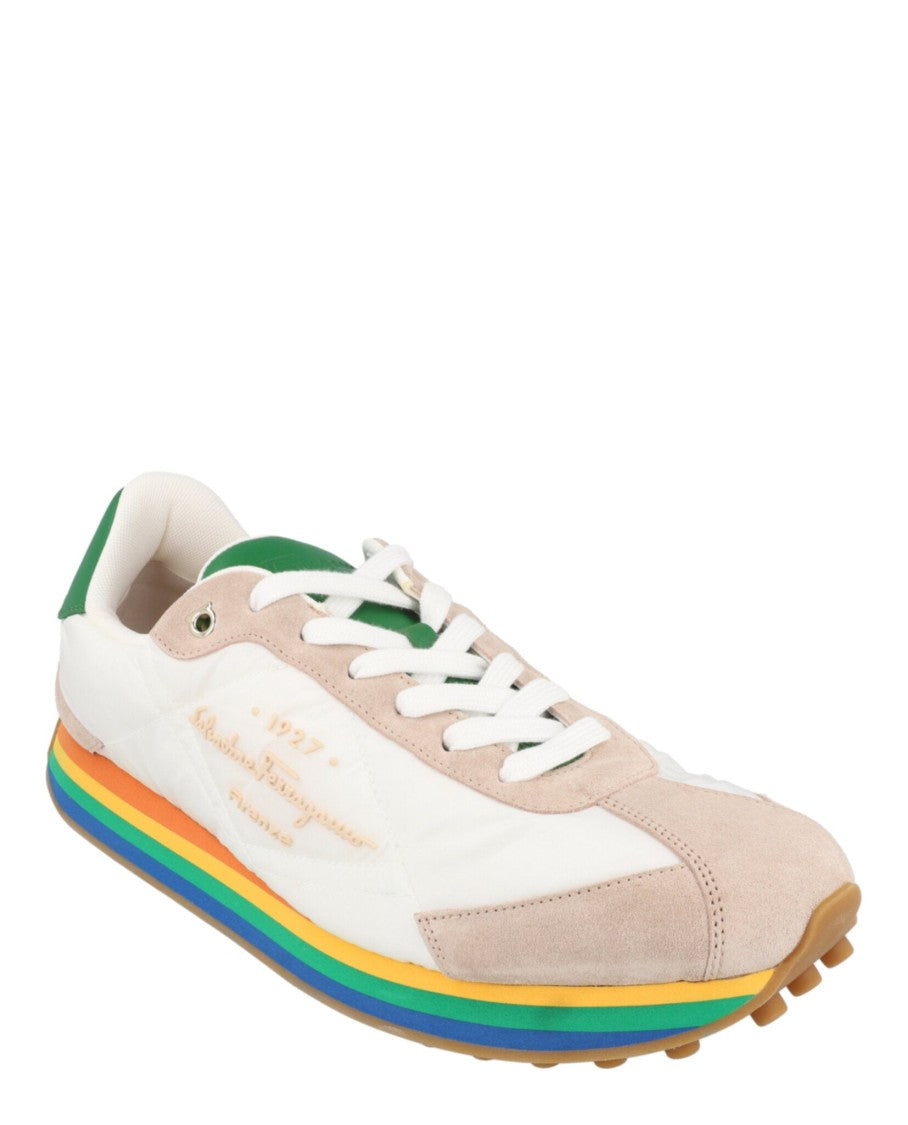 Ferragamo Iggy Mixed Media Sneakers