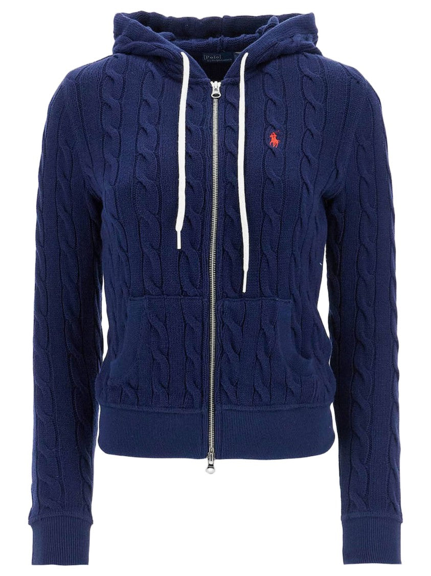 Polo Ralph Lauren Cotton Sweatshirt Featuring Corded Texture And Zip Closure