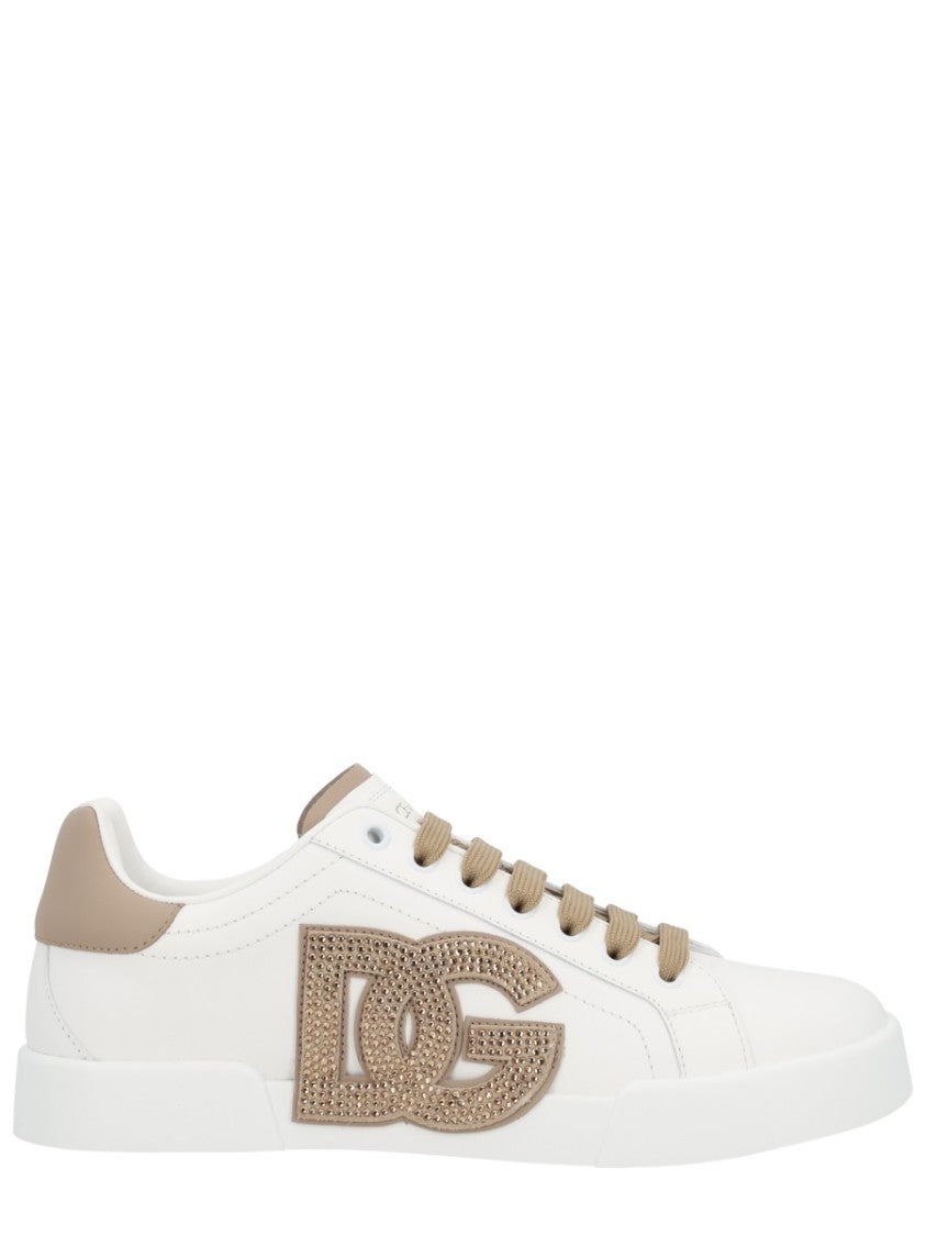 Dolce & Gabbana Low-Top White Leather Sneakers