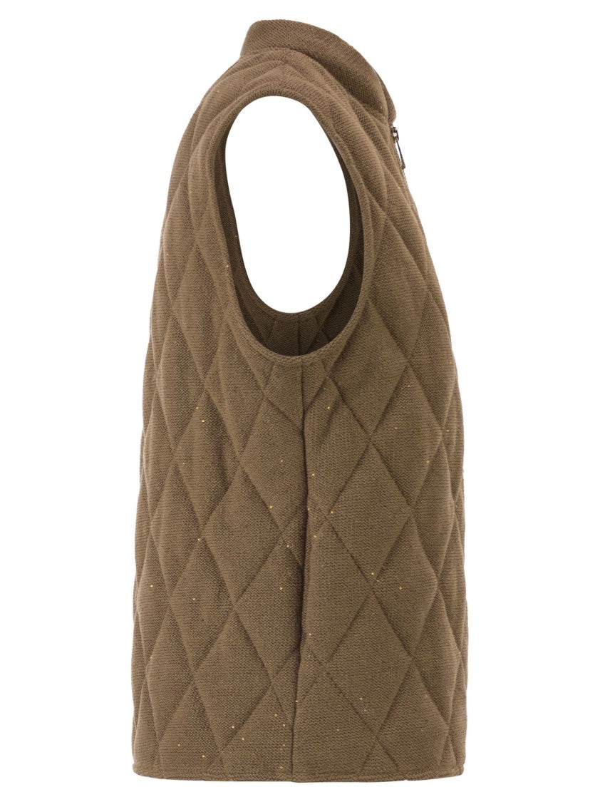 Fabiana Filippi Quilted Cotton And Linen Waistcoat With Sequins