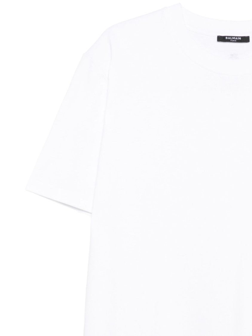Balmain White Minimalist Subtle Emblem Crew Neck T-Shirt