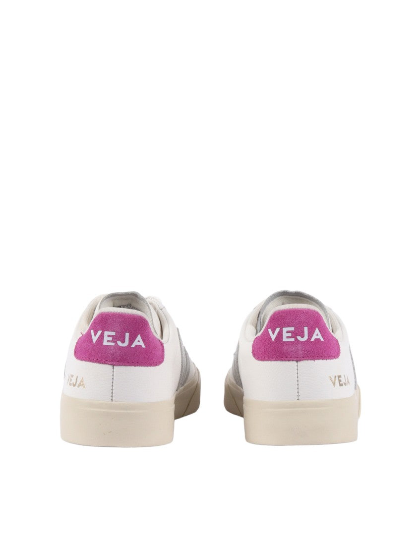 Veja White Silver Campo Leather Sneakers