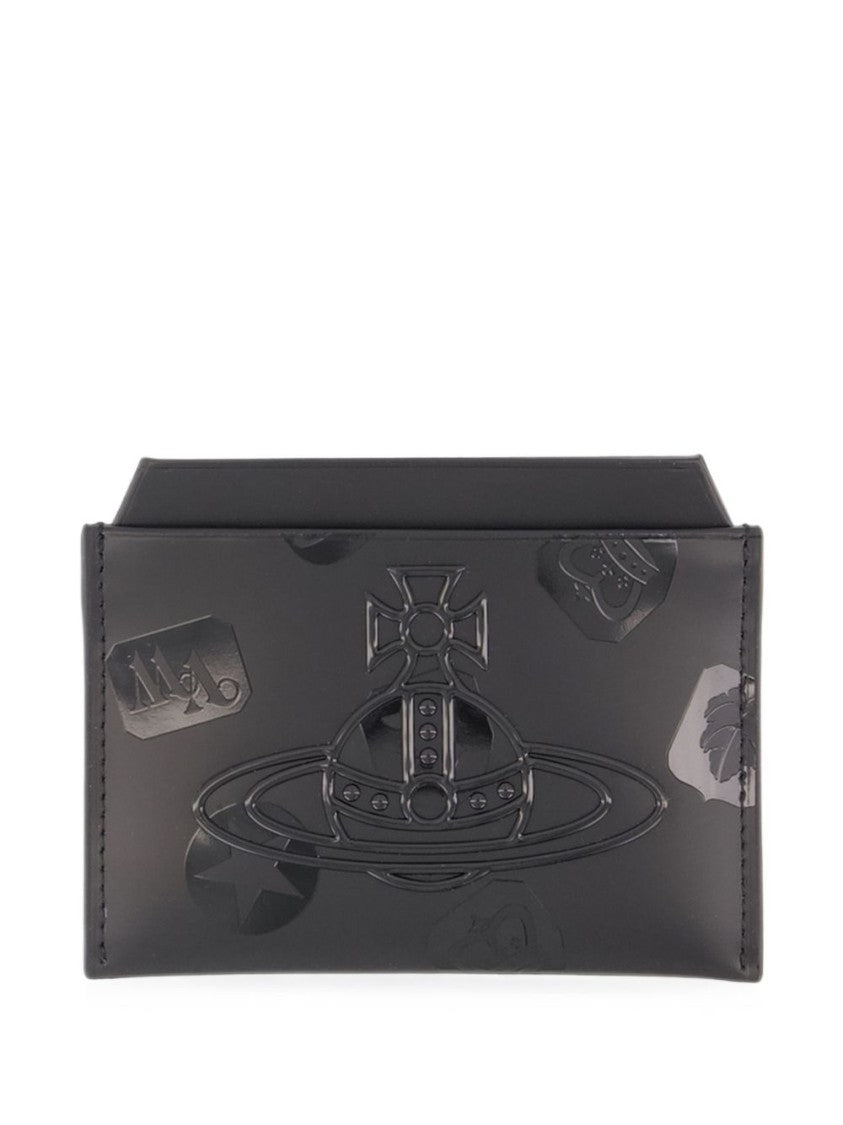 Vivienne Westwood Black Embossed Motif Leather Wallet