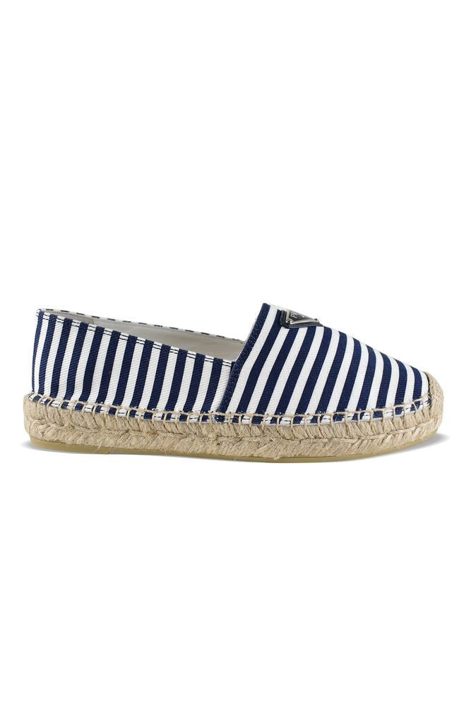 Prada Nautical Canvas Espadrilles With Triangular Metal Logo
