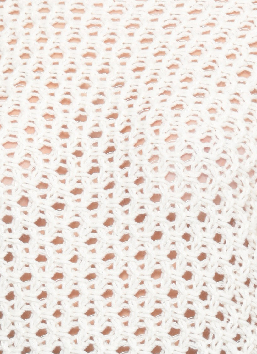Fabiana Filippi Ivory Sequin Perforated Perforated Sweater