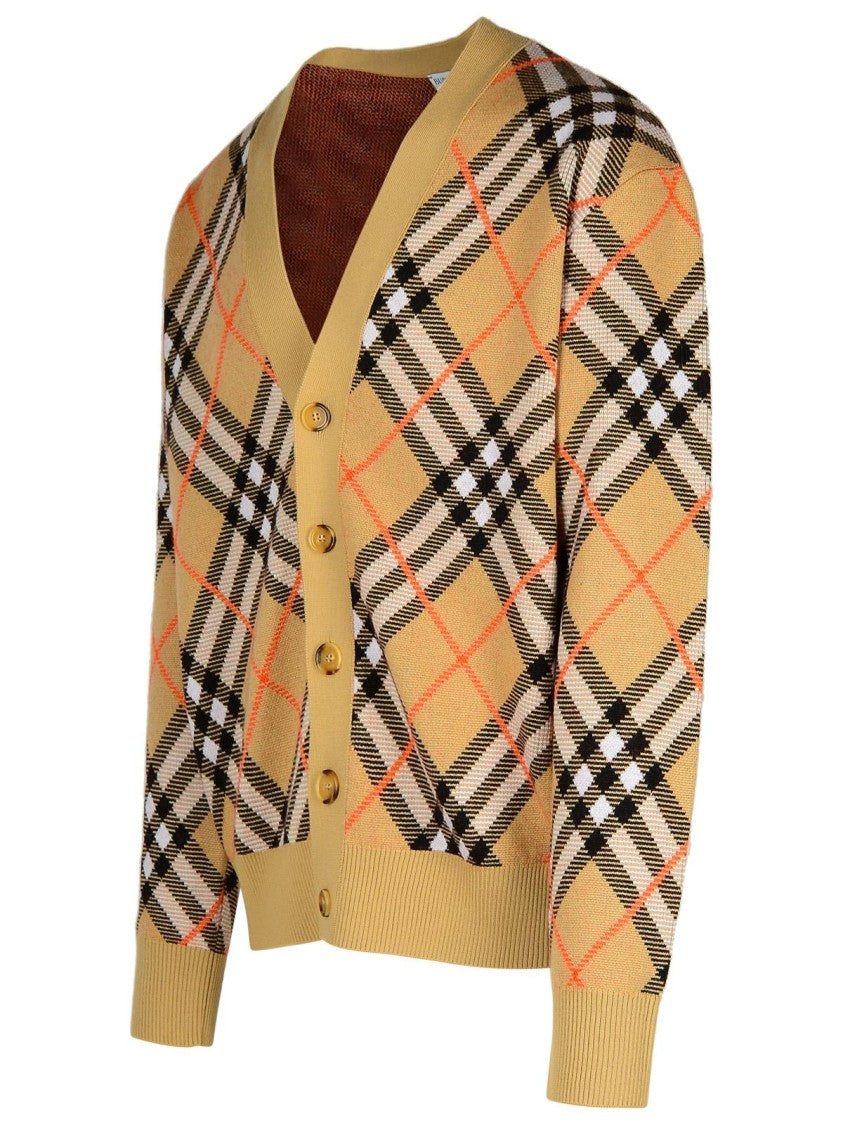 Burberry Check' Beige Wool Cardigan