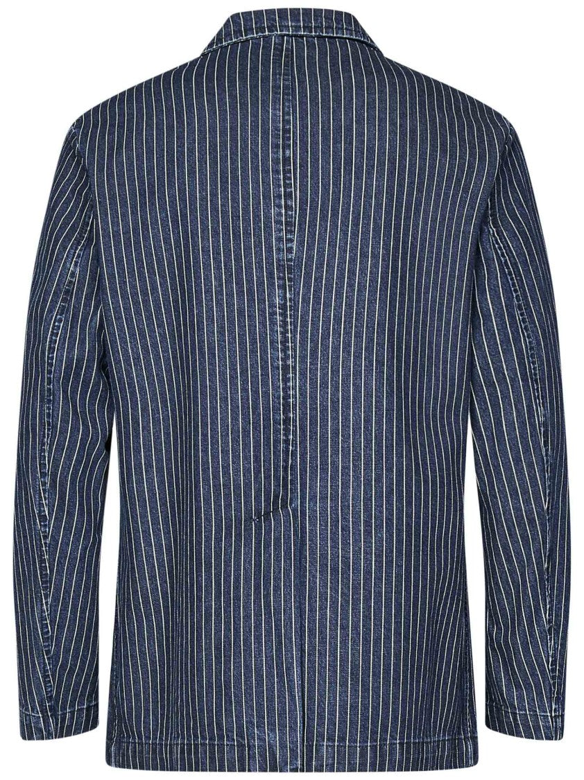 East Harbour Surplus Pinstriped Denim Blazer With Tailored Fit