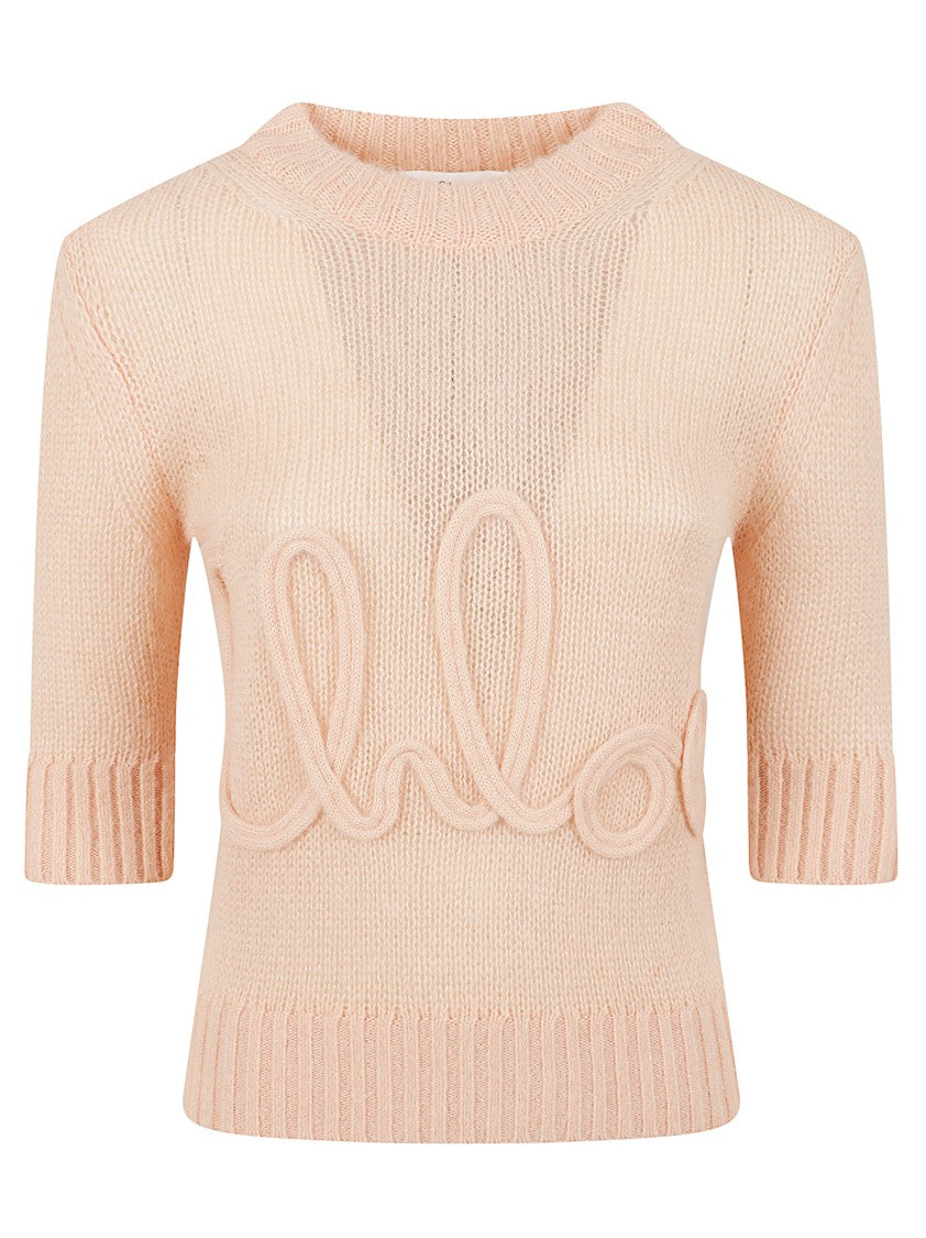 Chloé Crew-Neck Elbow-Sleeve Jumper In Alpaca Wool