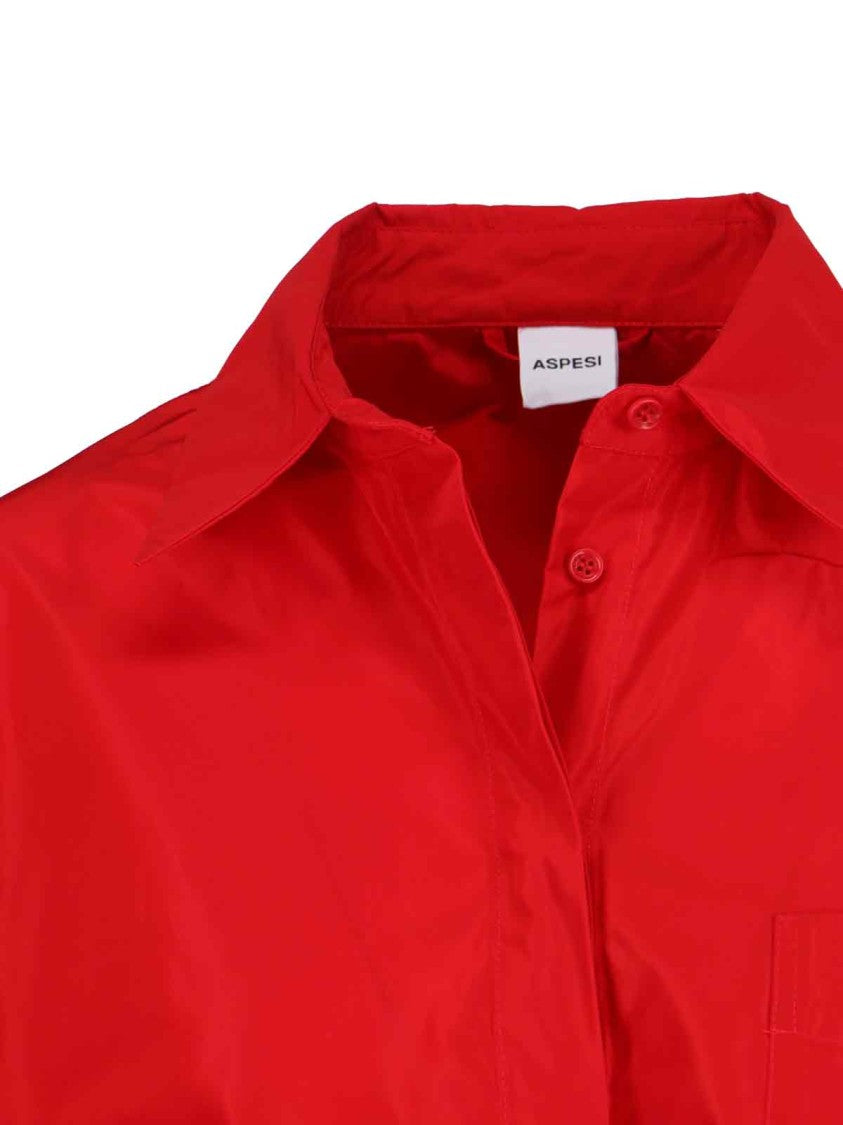 Aspesi Classic Red Shirt With Structured Collar And Button-Down Front