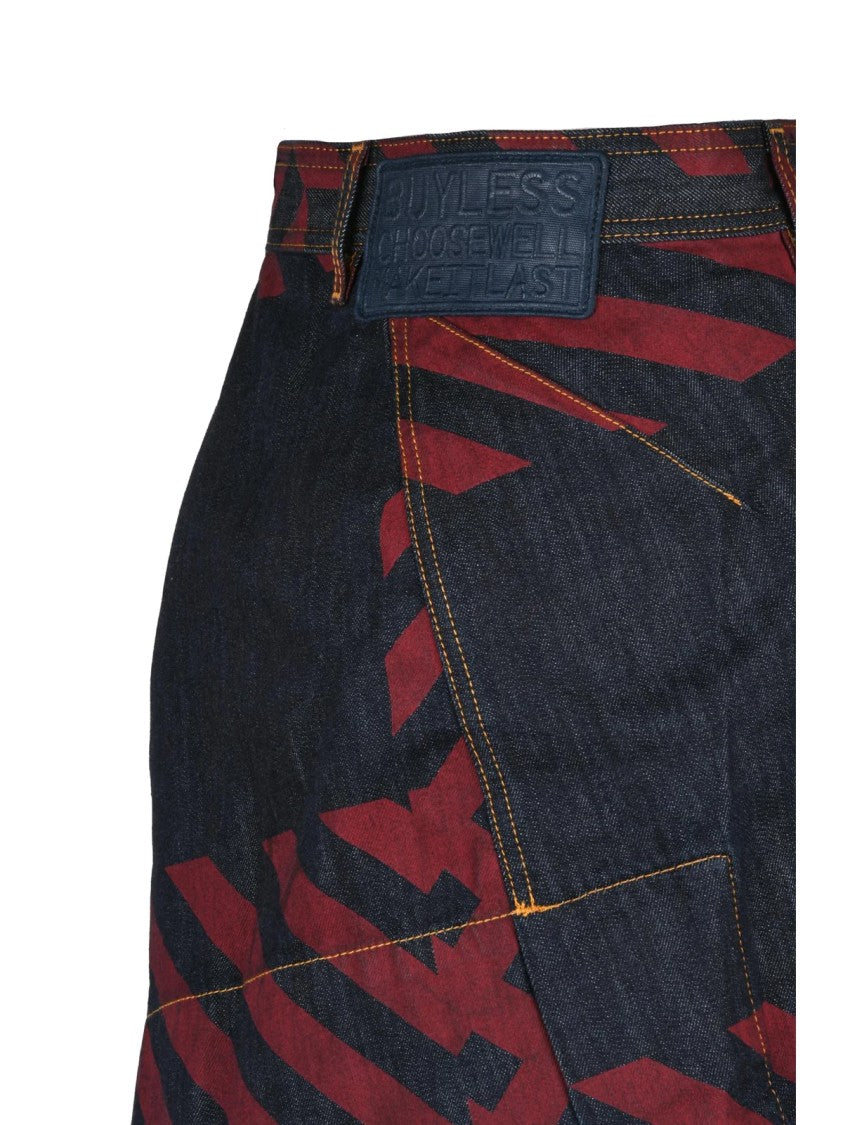 Vivienne Westwood Anglomania Mini Denim Skirt With Asymmetrical Hemline And Distinctive Infinity Design