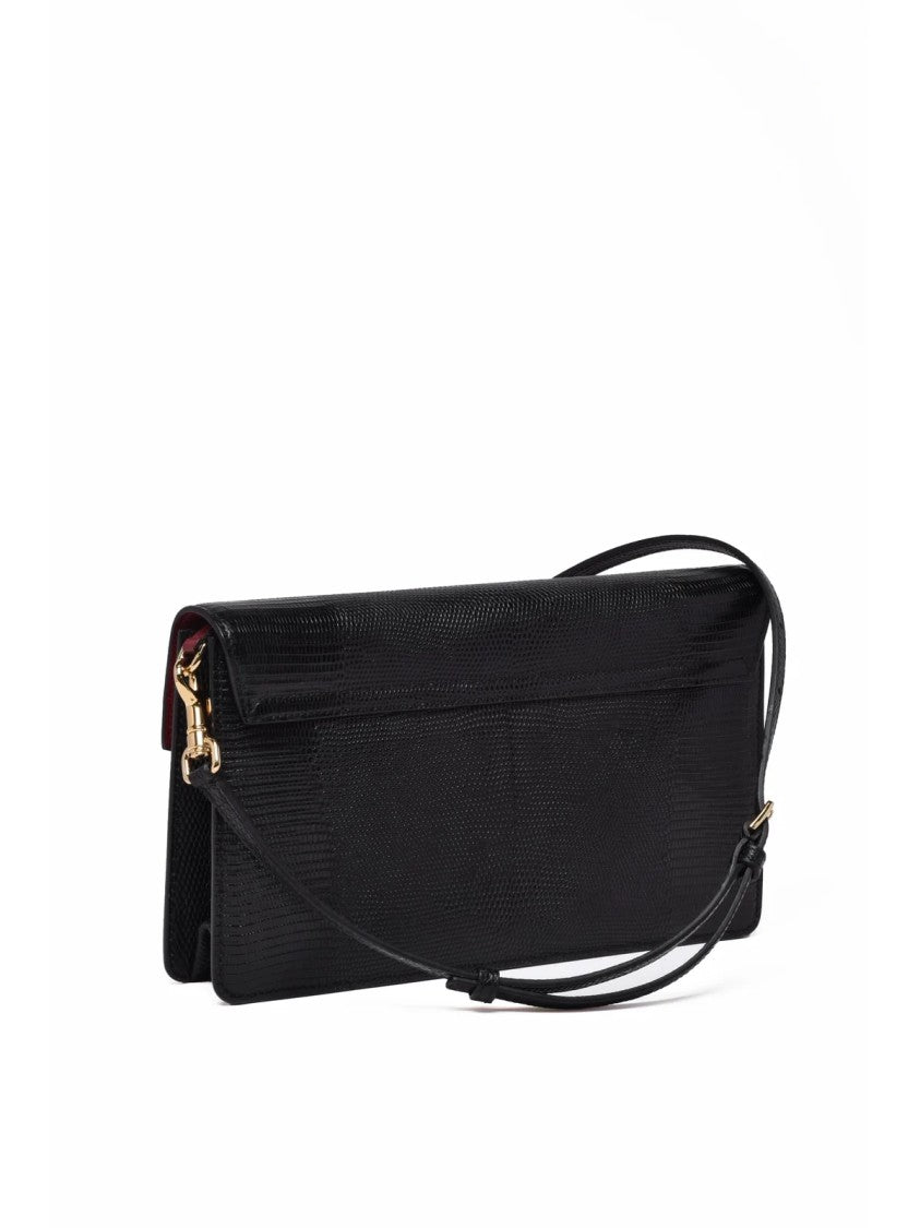 Dolce & Gabbana Textured Leather Crossbody Bag With Interlocking Clasp