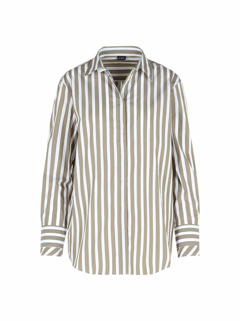 Fay Tailored Cotton Shirt With Vertical Stripes