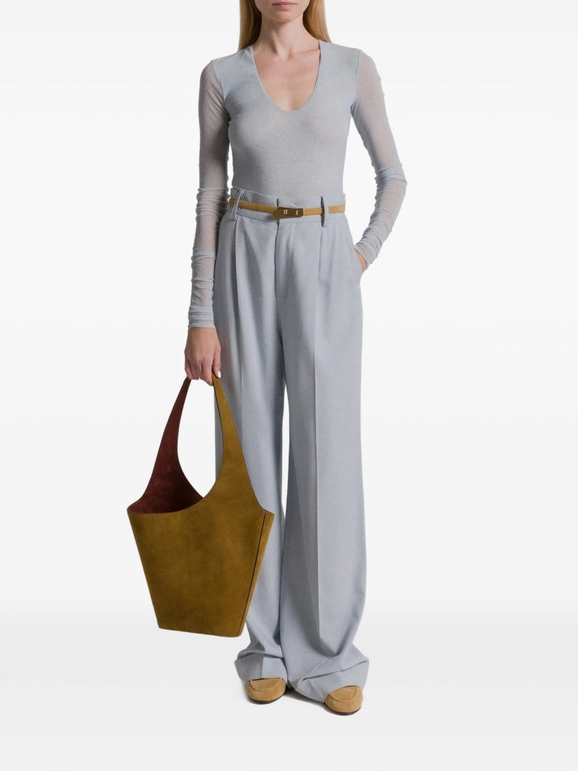 Alberta Ferretti Blue Pantalone High-Waisted Wide-Leg Viscose Trousers