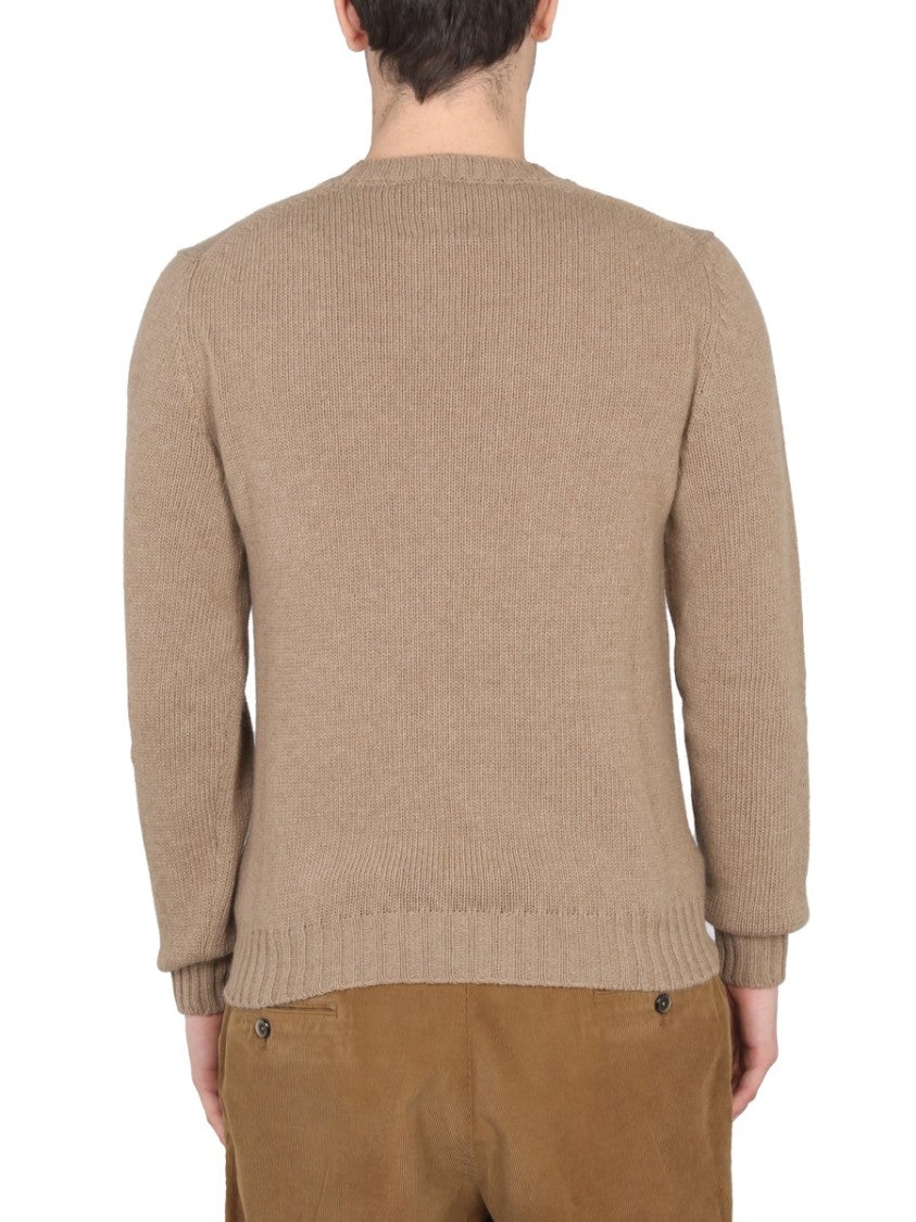 Pt Torino Cross-Neck Ribbed Knit Sweater