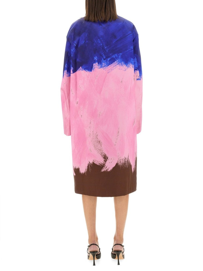 Dries Van Noten Voluminous Long Coat With Broad Shoulders
