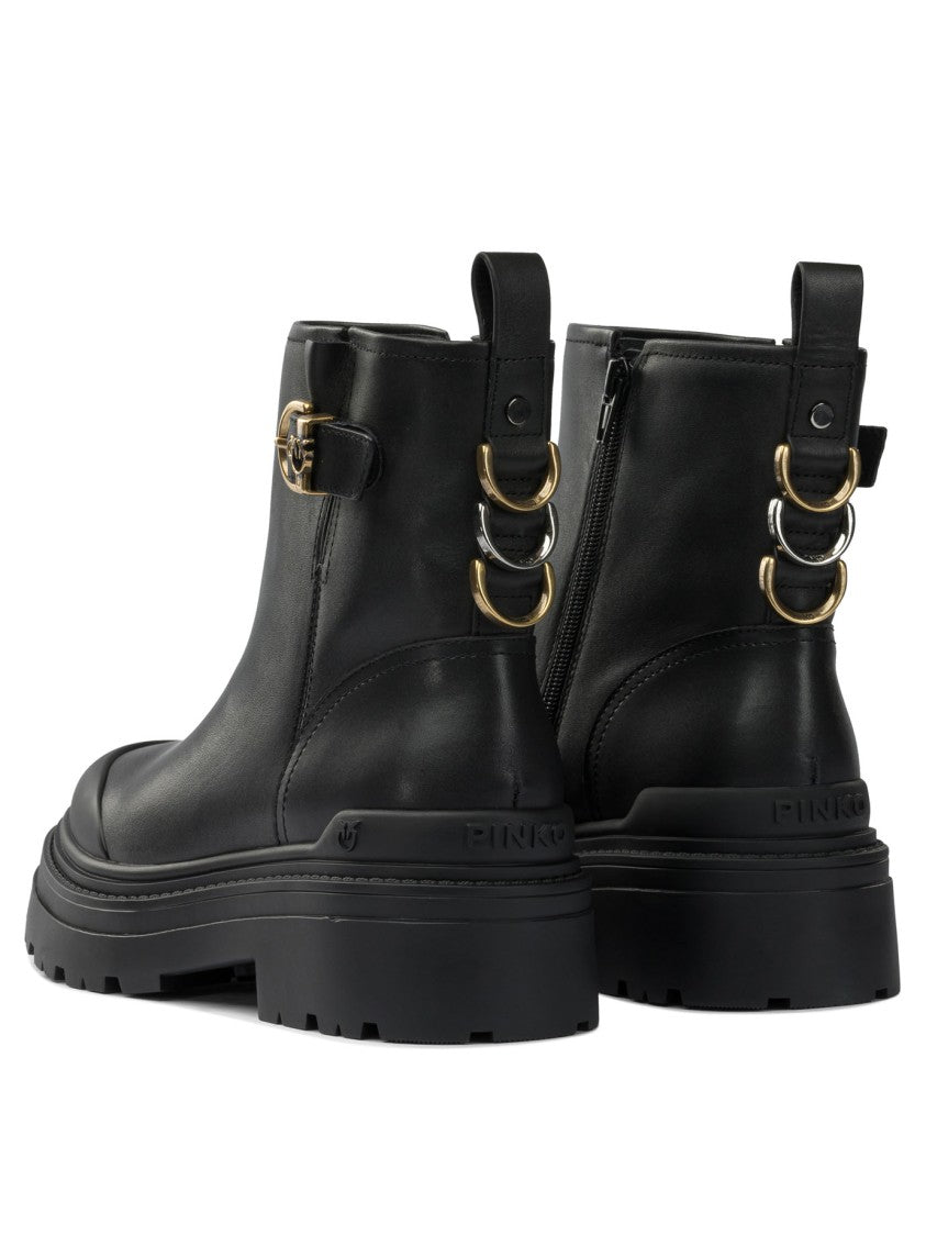 Pinko Calf Leather Ankle Boots