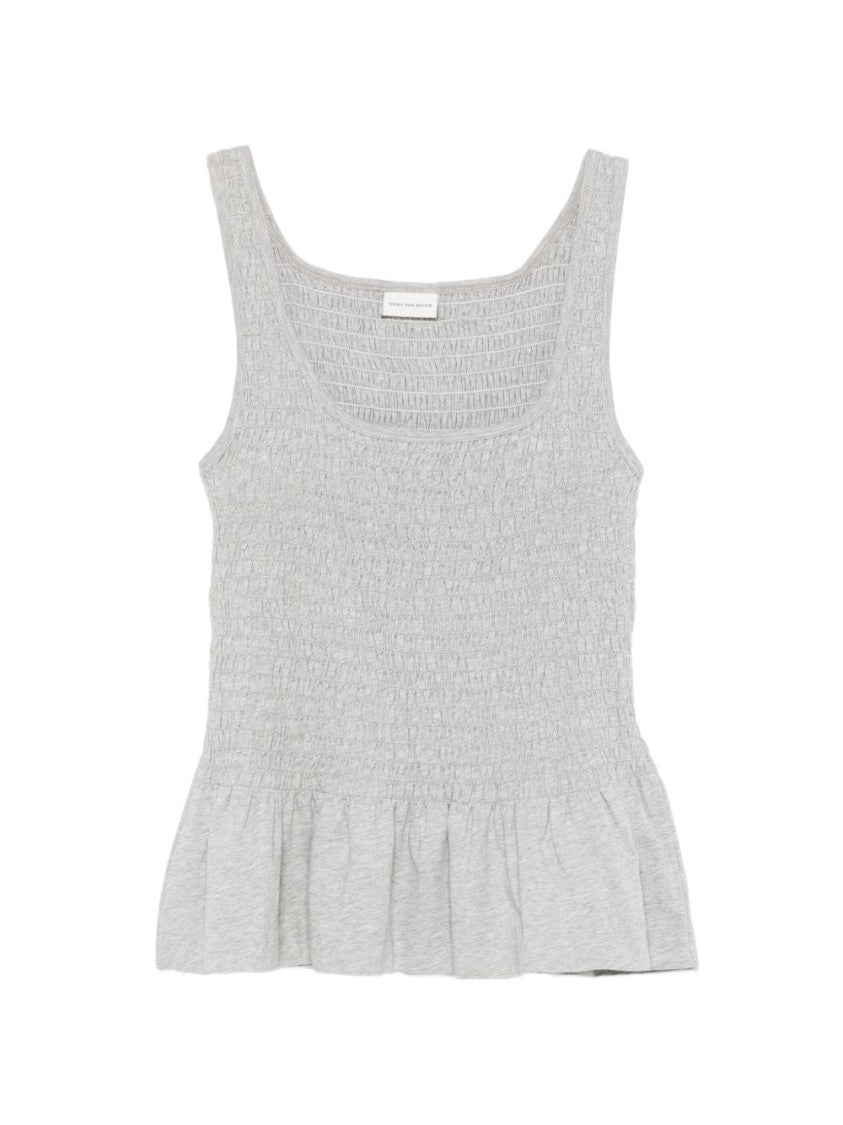 Dries Van Noten Sleeveless Square Neck Flared Peplum Top