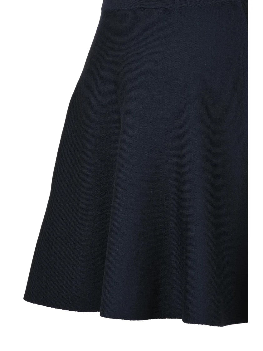 Max Mara Flared Virgin Wool Knit Skirt With Smooth Waistband