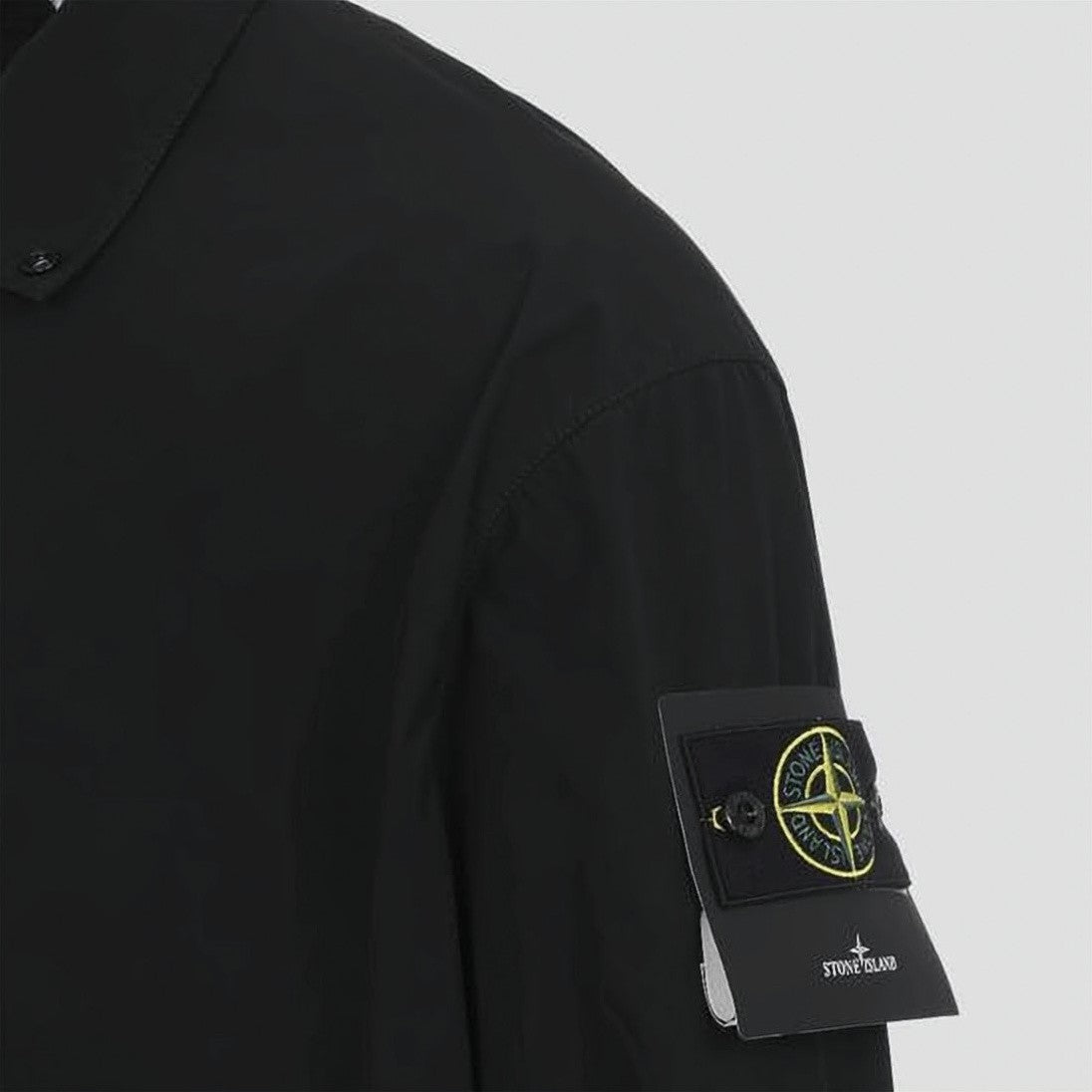 Stone Island Structured Black Jacket With Classic Collar