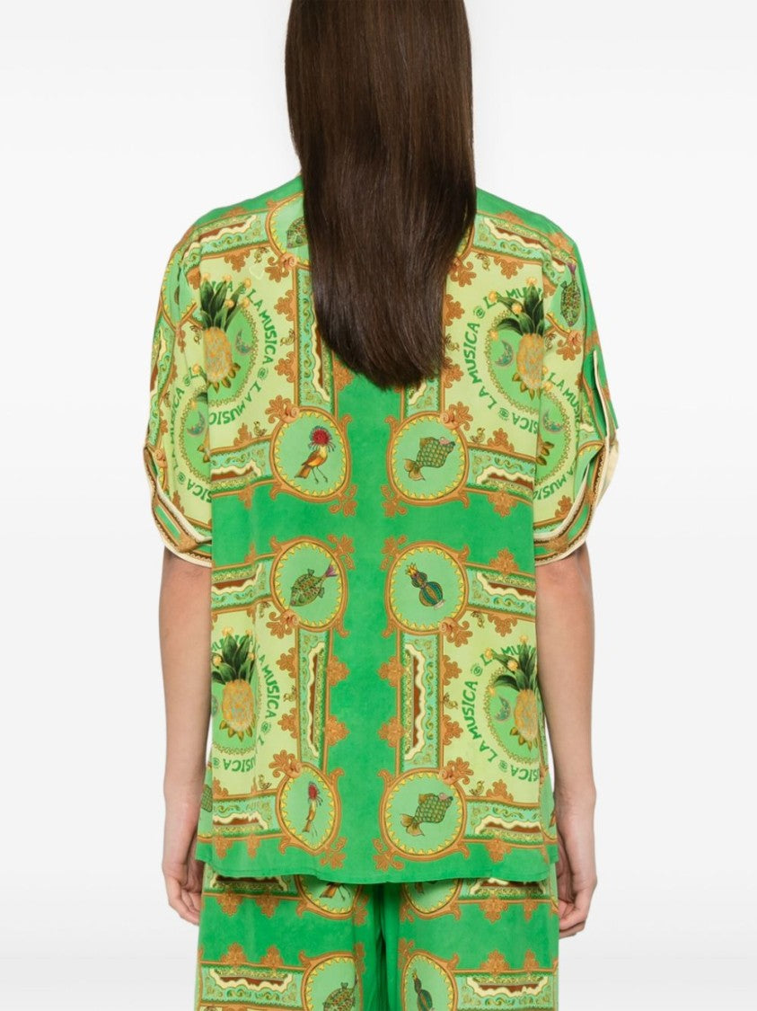 Alemais Grass Green Silk Shirt
