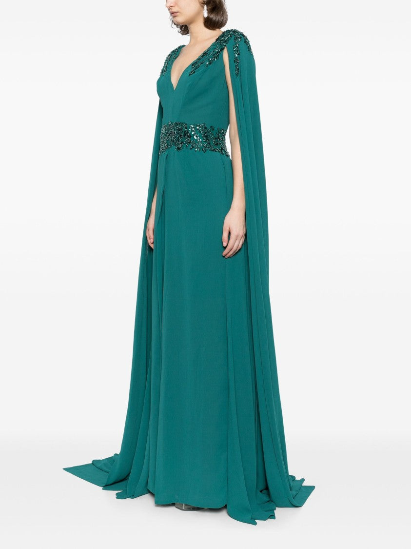 Saiid Kobeisy Crepe Dress With Cape