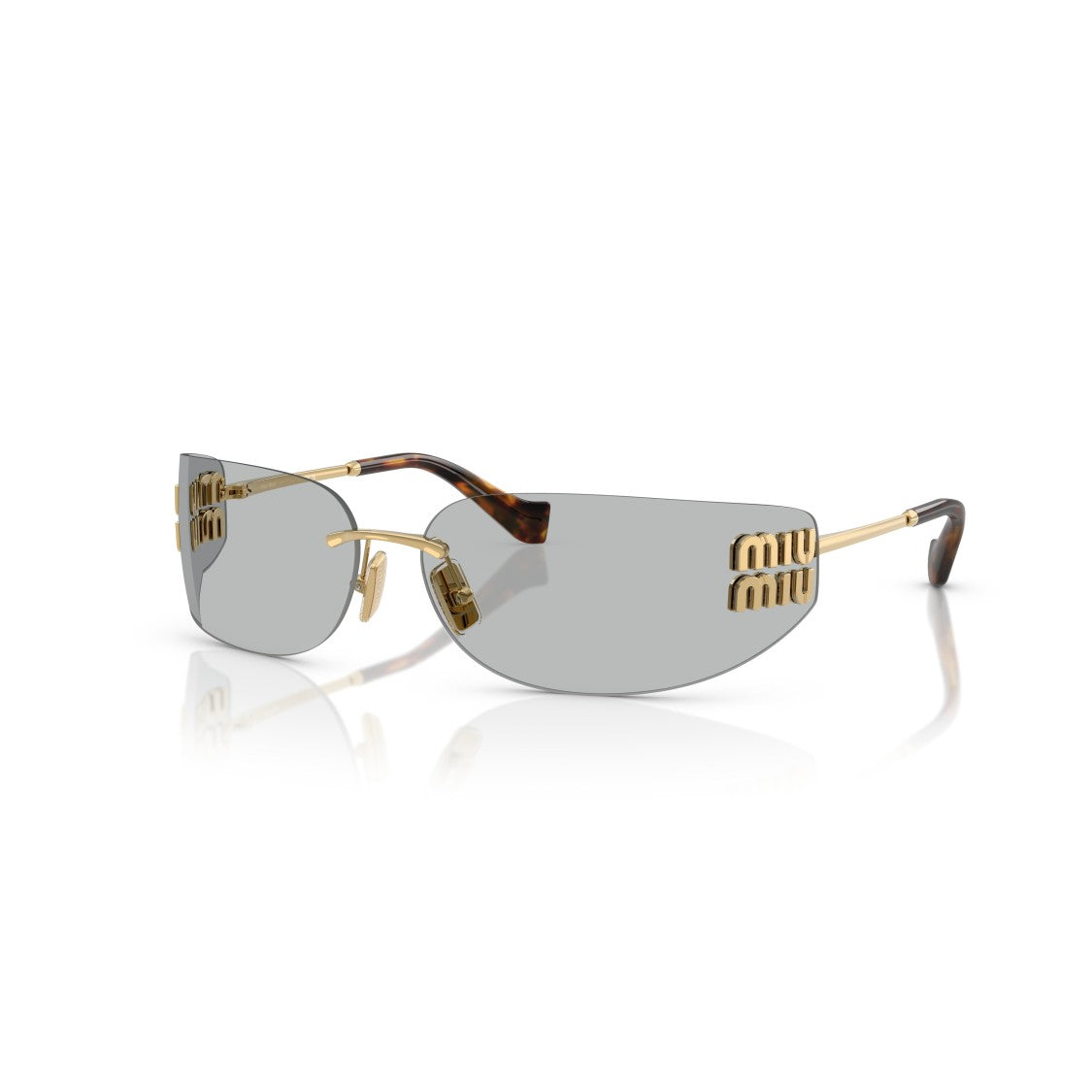 Miu Miu Rimless Sunglasses With Rectangular Grey Lenses