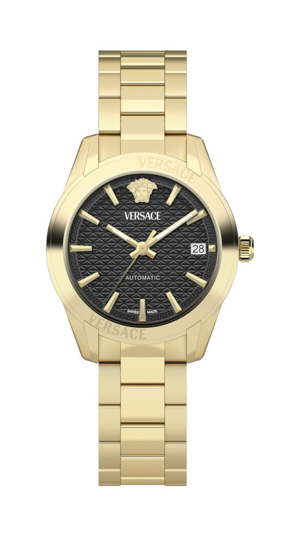 Versace Greca Classic 35Mm Automatic Wristwatch With Black Dial