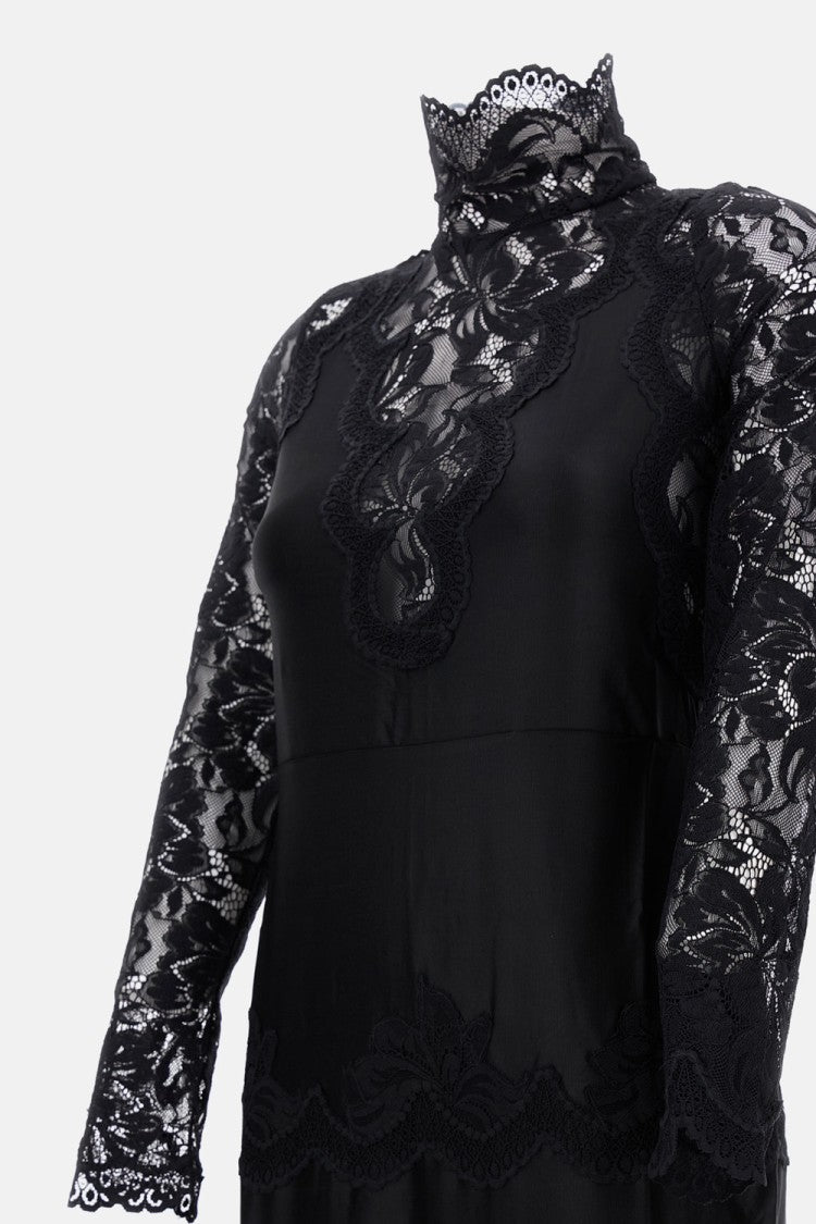 Rabanne Lace Maxi Dress With High Neck And Flowing Silhouette