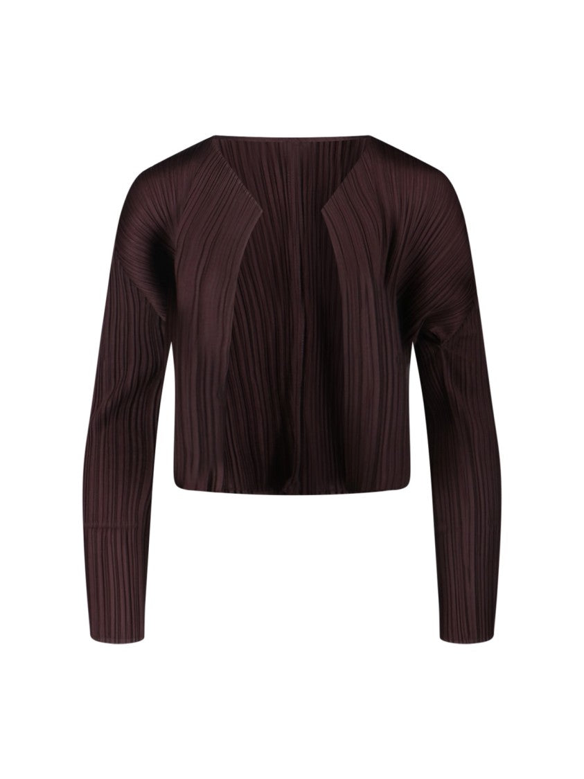 Pleats Please Cropped Sweater With Pleated Texture