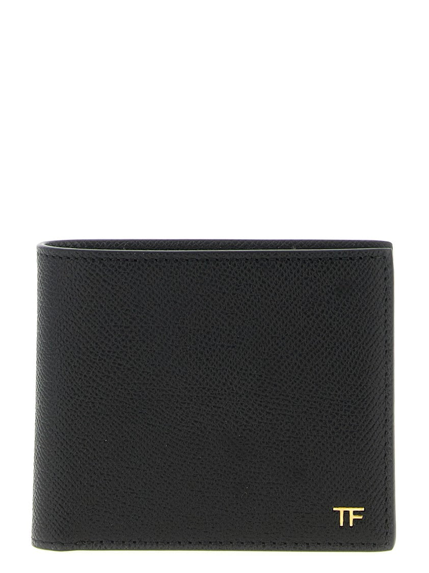 Tom Ford Bifold Wallet In Small-Grain Leather With Gold Logo