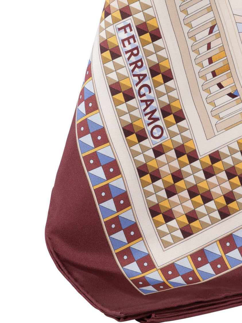 Ferragamo Silk Scarf With Geometric Pattern