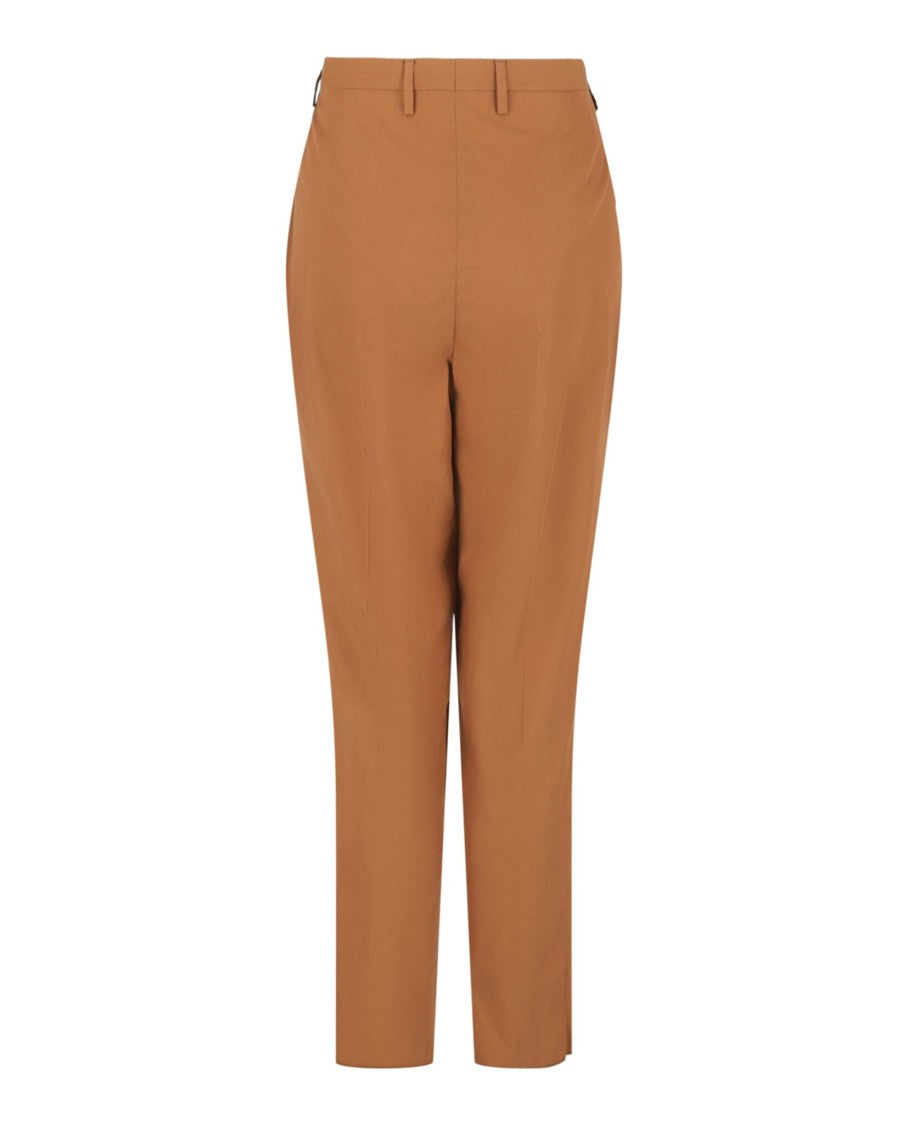 Ferragamo High-Rise Cropped Trousers With Whipstitched Hem And Silver Accents